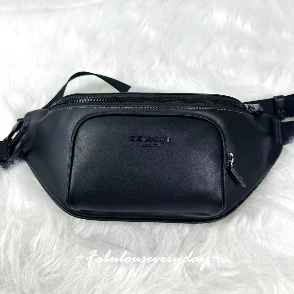 Coach Men's Racer Small Belt Bag CBF68 Leather/Gunmetal/Black NWT